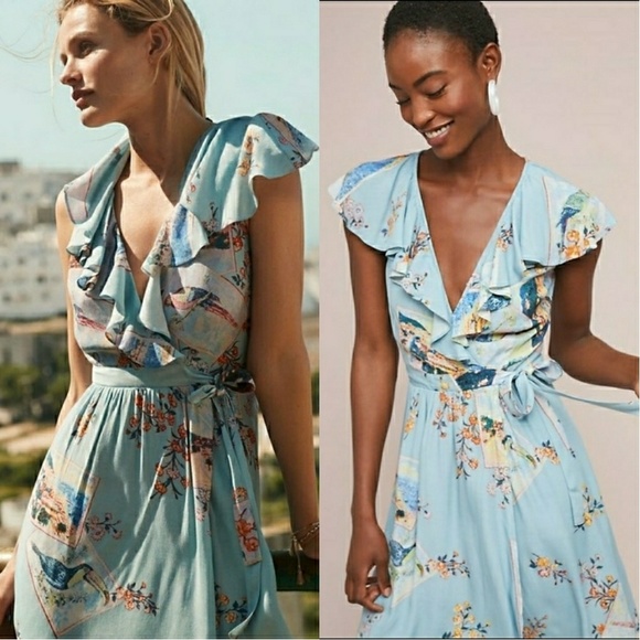 Anthropologie Dresses & Skirts - MAEVE Anthropologie Rosalia Postcard Blue Dress 6